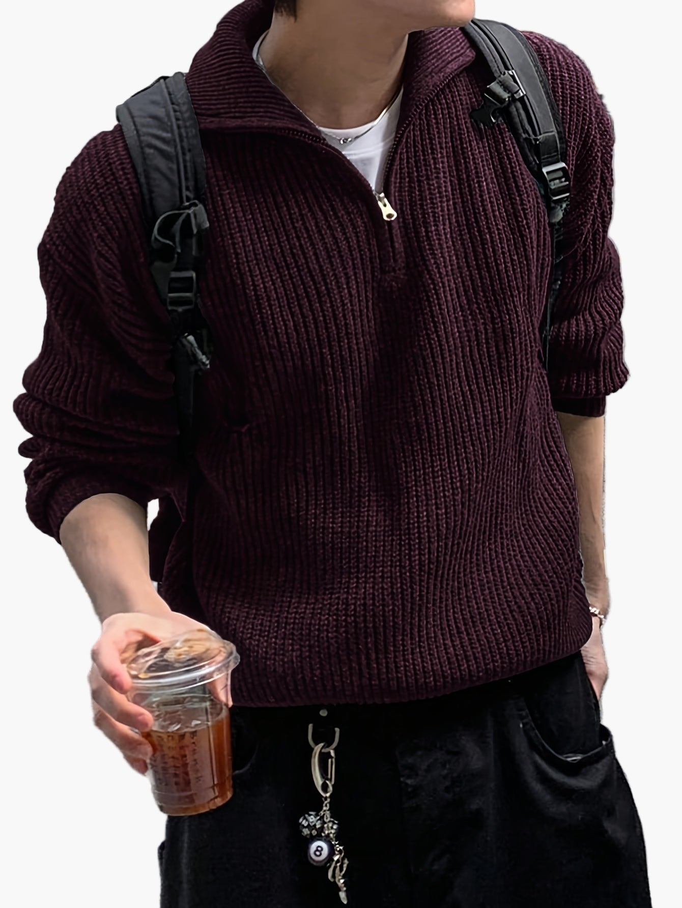 Herren Strickpullover mit Reißverschluss, Casual Style, ideal für Alltag und Freizeit
