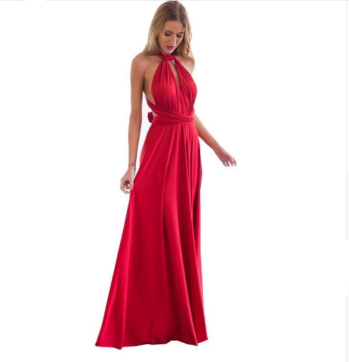 Abito lungo da donna con design schiena scoperta – Abito da sera elegante, versatile, da festa