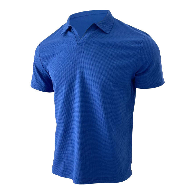 Duncan – Polo con escote en V y patrón de waffle para hombre
