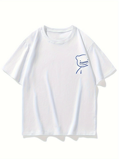 Herre Oversize Streetwear T-skjorte med Bjørnegrafikk og Moderne Trykk