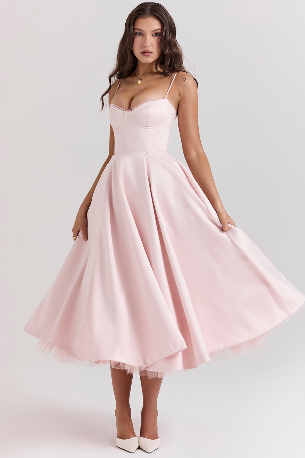 Robe midi festive pour femmes avec corsage et jupe évasée – Robe de soirée élégante pour occasions spéciales
