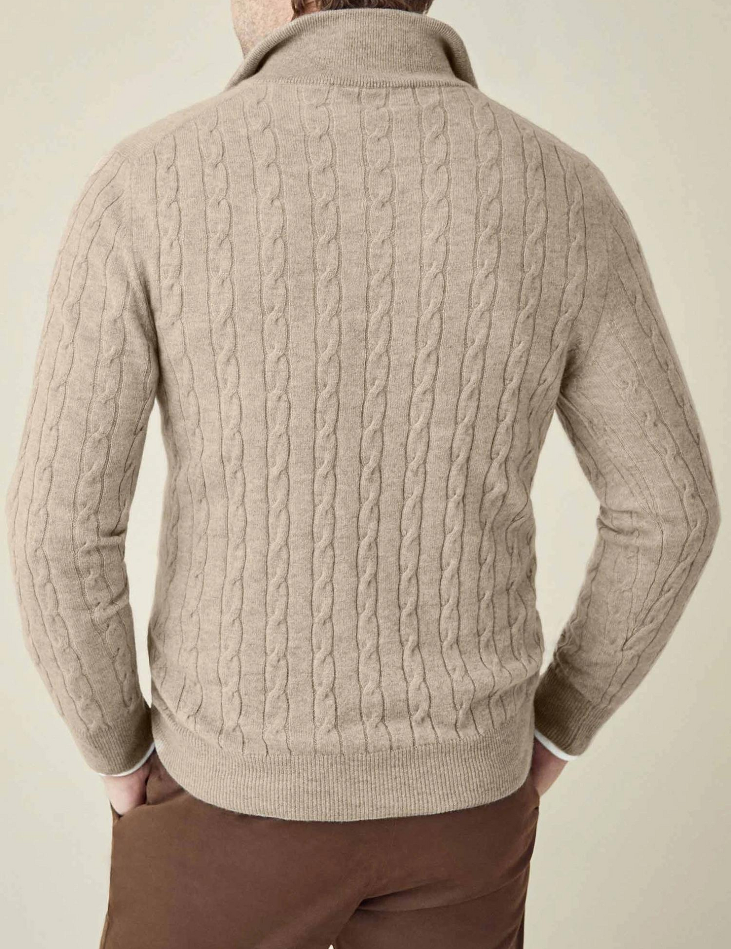 Herre Kabelstrikket Pullover med Lynlås – Klassisk stil til arbejde og fritid