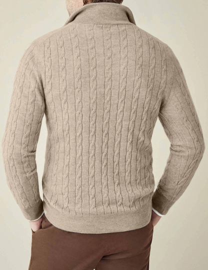Herre Kabelstrikket Pullover med Lynlås – Klassisk stil til arbejde og fritid