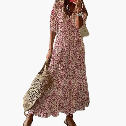 Dame maxi boho-kjole – Sommerkjole med blomsterprint, fritid og ferie