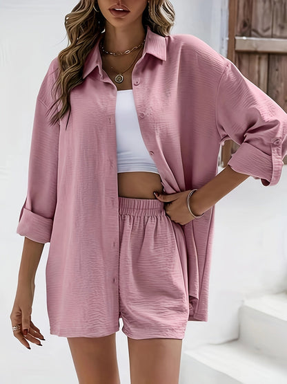 Ensemble de loisirs pour femme avec chemise et short – Décontracté, été, look quotidien