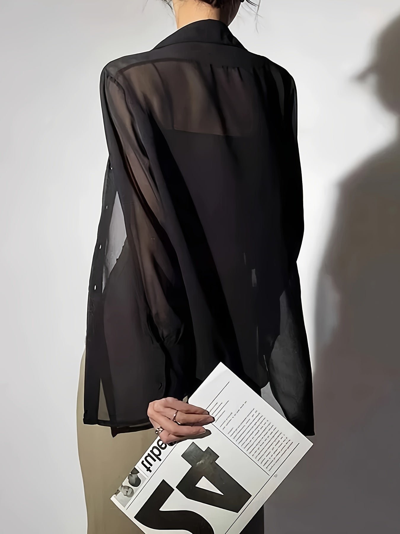Dames transparant losvallend blouse-shirt voor elegante vrijetijds- en kantoorlooks