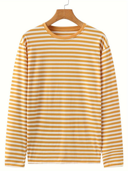 Gestreiftes Langarmshirt Rundhals Casual Blau Weiß