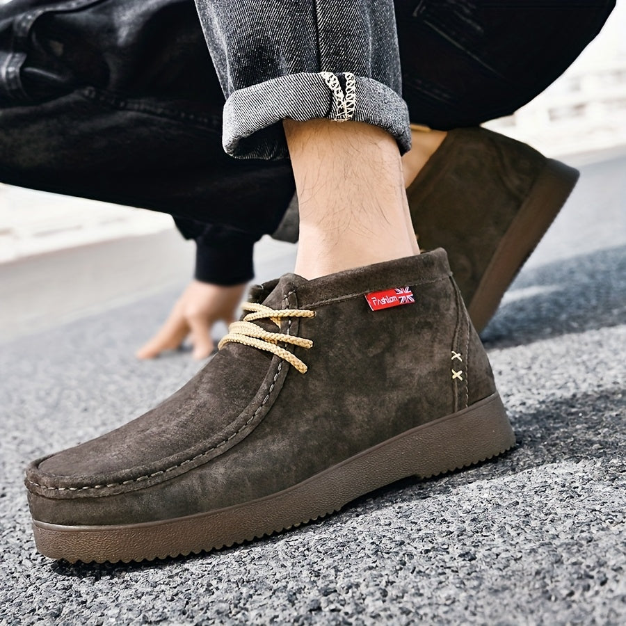 Herren Desert Boots mit Schnürung in Wildleder-Optik und Profilsohle