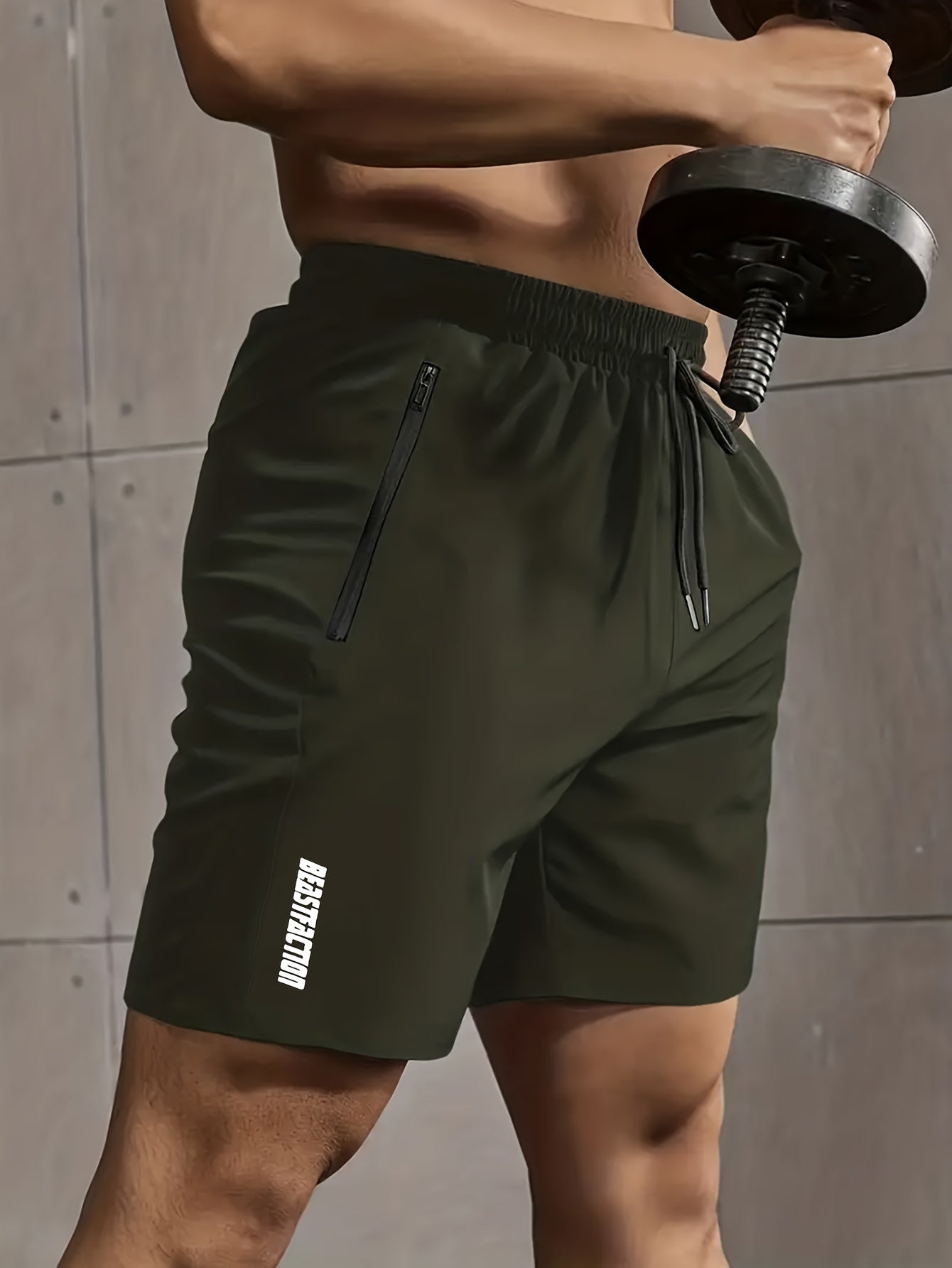 Męskie szorty sportowe do fitnessu, krótkie spodenki z kieszeniami na zamek błyskawiczny