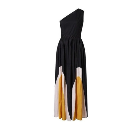 Rachael – Robe longue sans bretelles aux couleurs contrastées