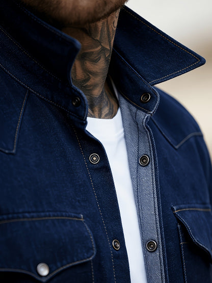 Herren Jeanshemd im Western-Stil – Lässiger Alltagslook, Perfekt für Freizeit und Streetwear