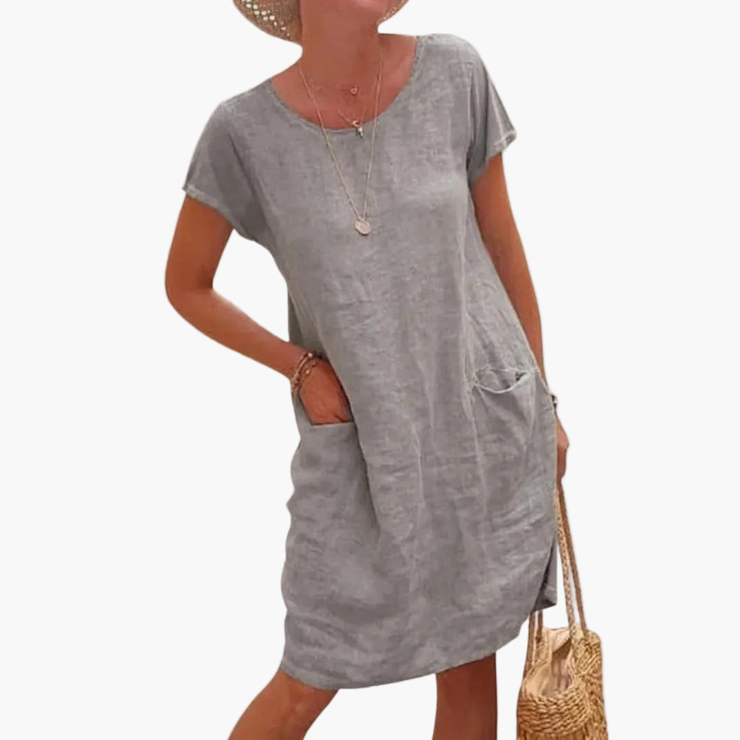 Damen Sommerkleid mit Taschen – Lockeres Freizeitkleid für Urlaub, Strand & Alltag