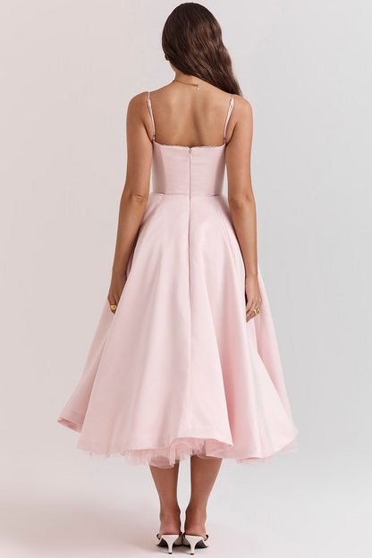 Robe midi festive pour femmes avec corsage et jupe évasée – Robe de soirée élégante pour occasions spéciales