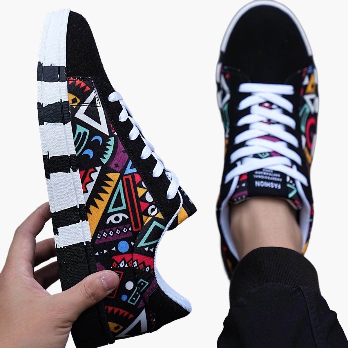 Męskie sneakersy z geometrycznym wzorem do streetwearu i na co dzień