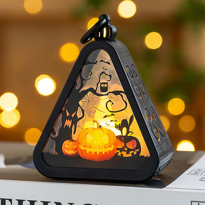 Lanterne LED déco Halloween triangulaire – Pour une ambiance Halloween chaleureuse et fêtes