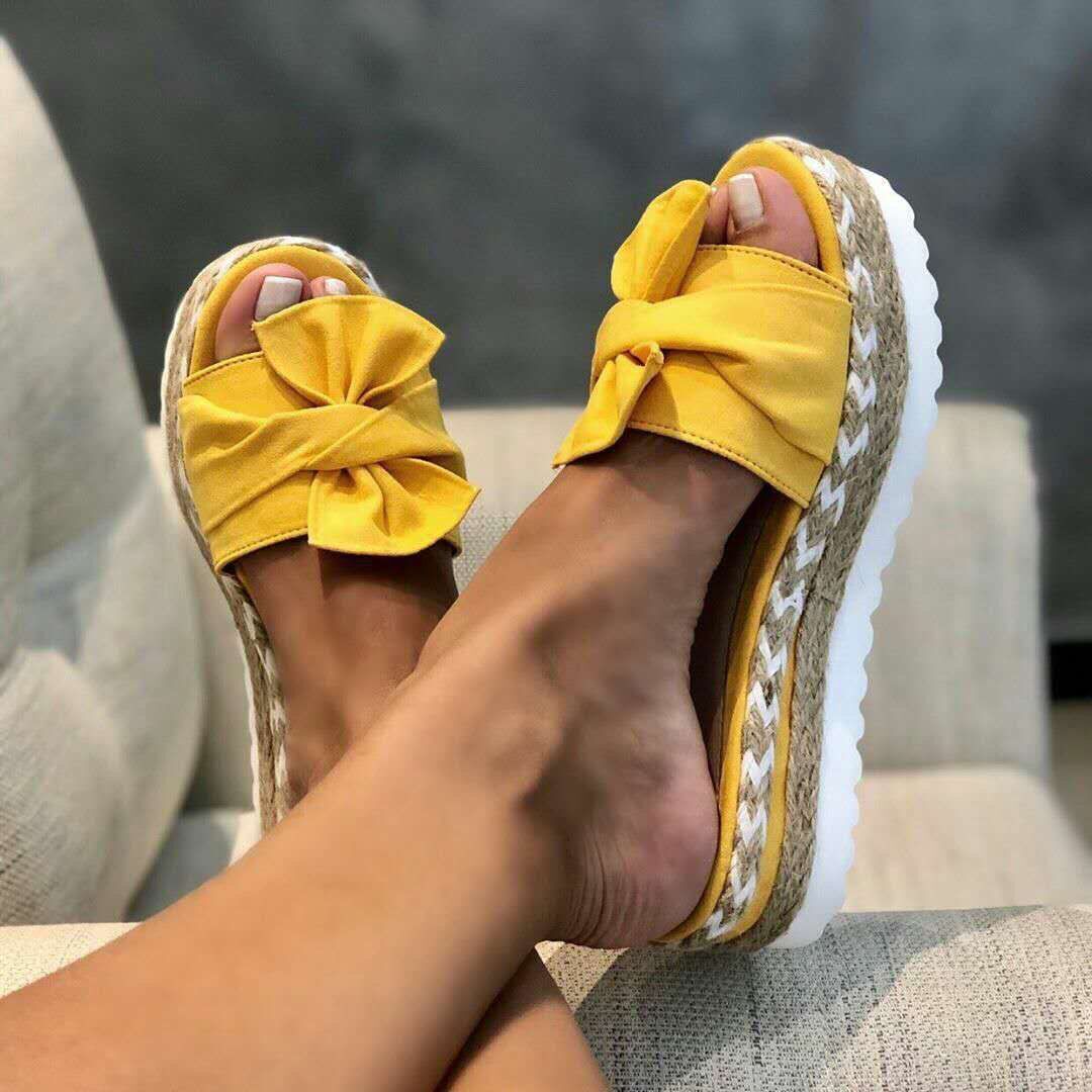 Donna – Sandali con plateau e fiocco per donna in estate