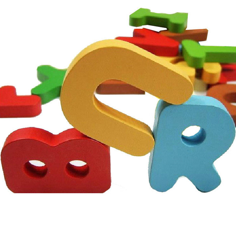 Kinder Lernspielzeug Alphabet Holzbuchstaben und Karten, Pädagogisches Puzzle für Jungen und Mädchen, ab 3 Jahren
