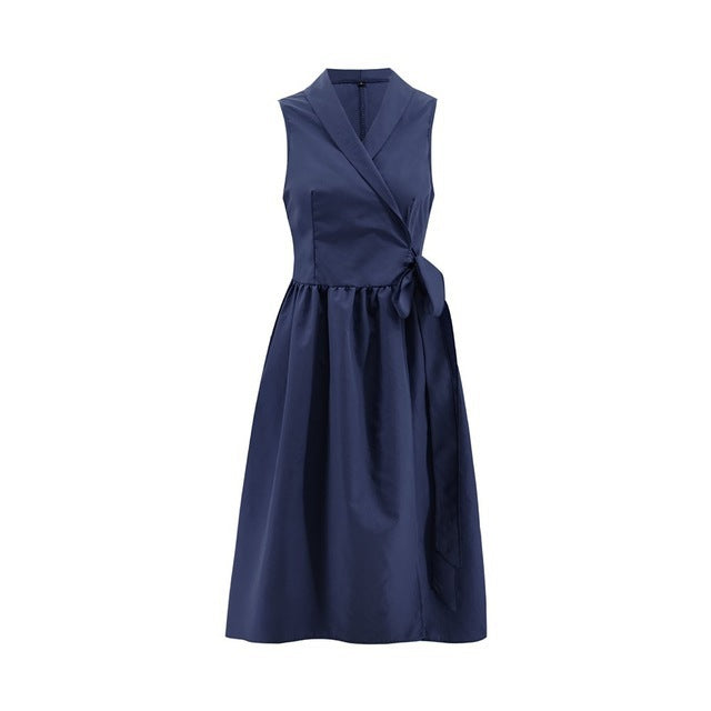 Jean – Robe midi décontractée sans manches avec ceinture