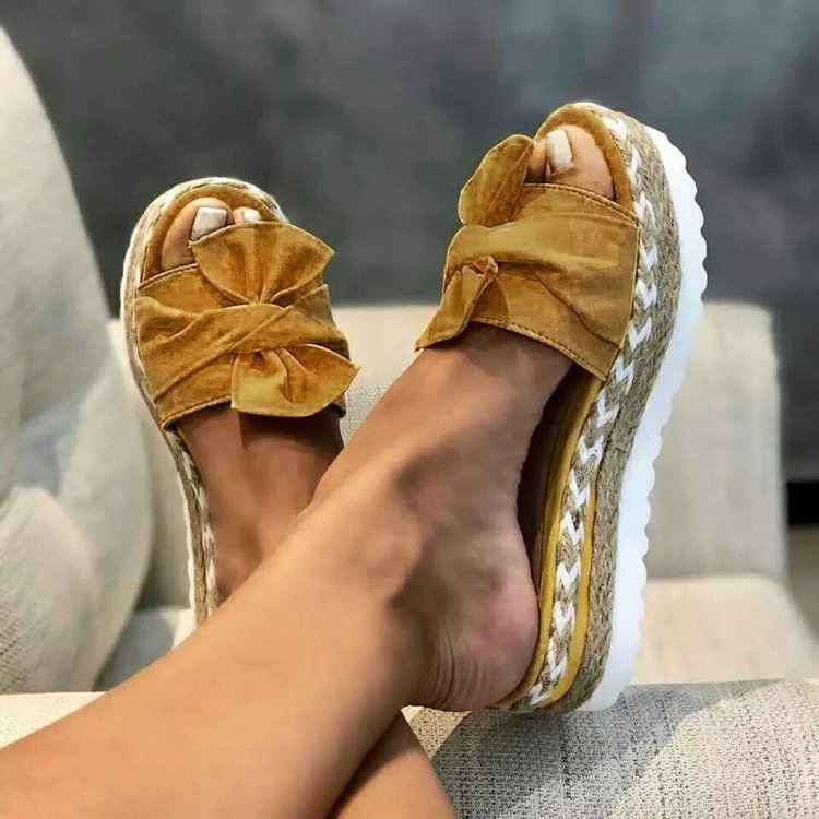 Donna – Sandali con plateau e fiocco per donna in estate