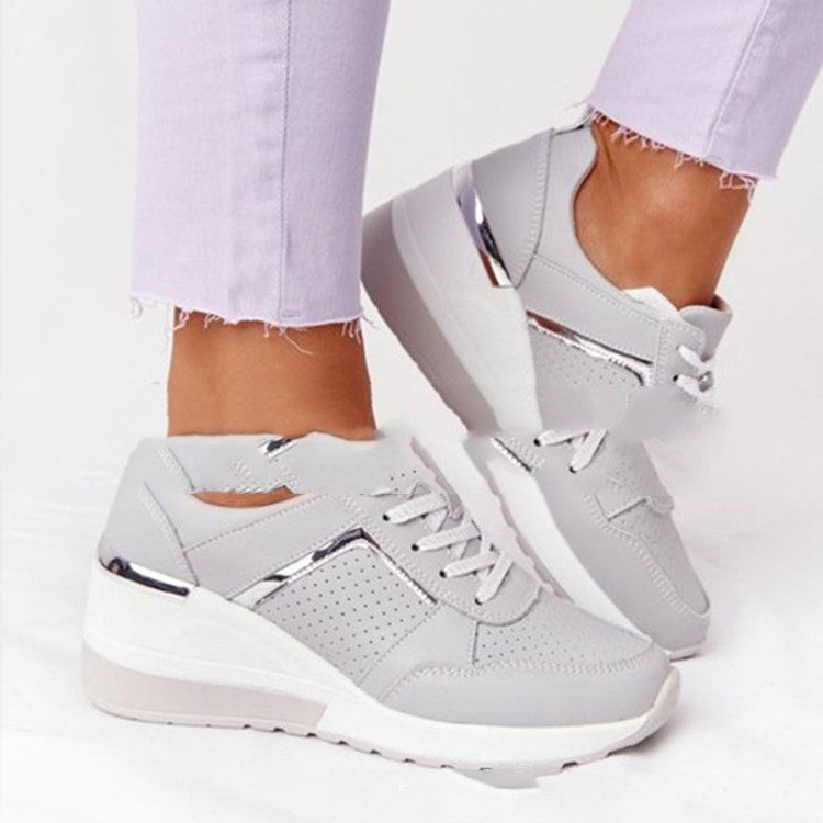 Zapatillas con cuña para mujer – Zapatos casuales a la moda con comodidad y suela elevada