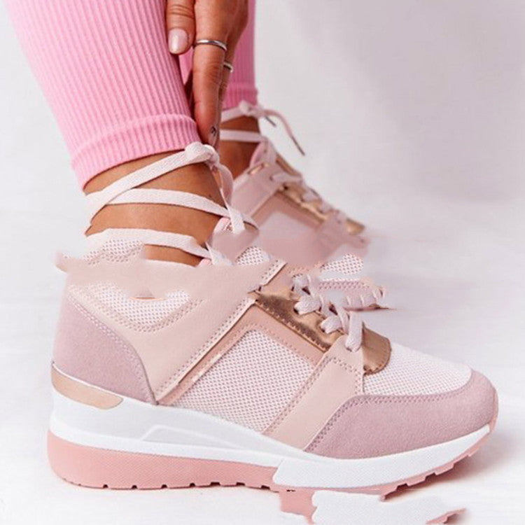 Zapatillas con cuña para mujer – Zapatos casuales a la moda con comodidad y suela elevada
