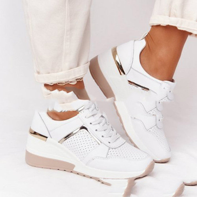Zapatillas con cuña para mujer – Zapatos casuales a la moda con comodidad y suela elevada