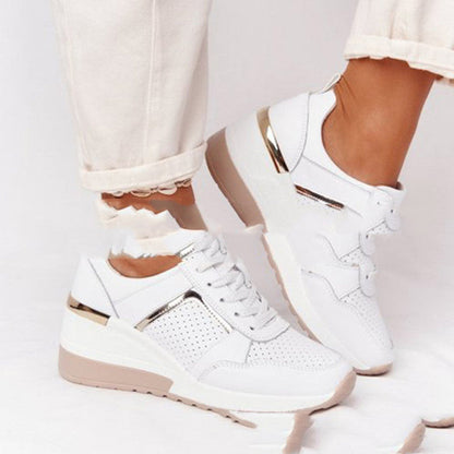 Zapatillas con cuña para mujer – Zapatos casuales a la moda con comodidad y suela elevada