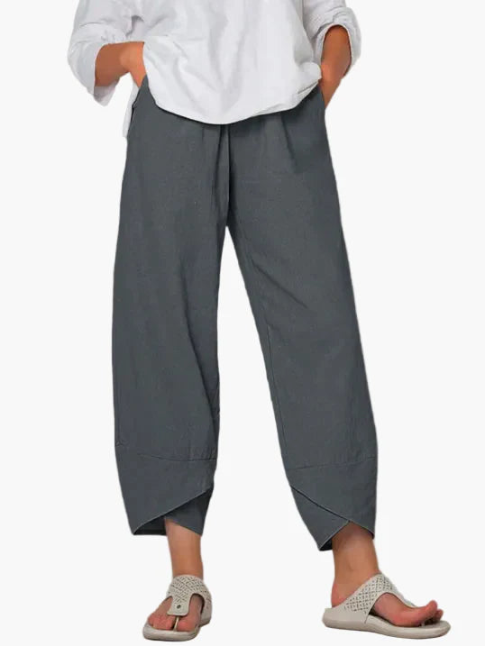 Pantaloni cropped larghi da donna con orlo asimmetrico – Stile casual per tempo libero, quotidiano e viaggi