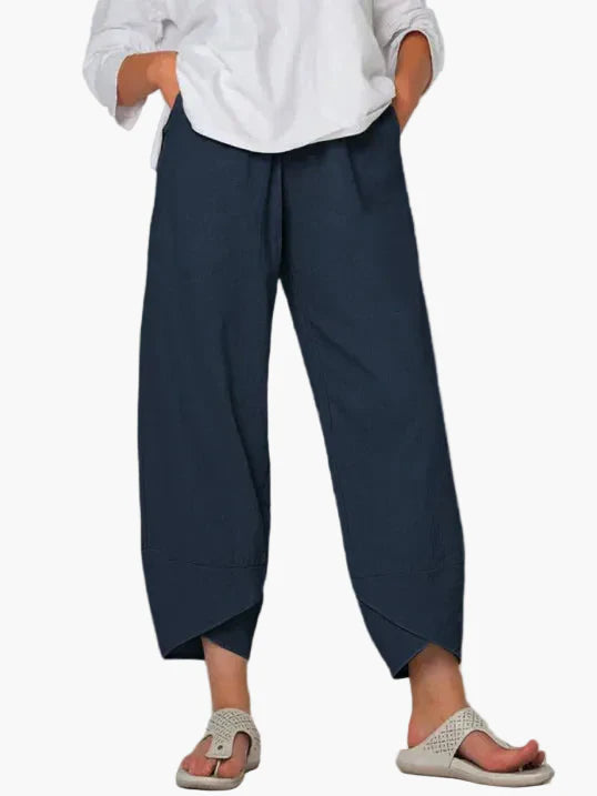 Pantaloni cropped larghi da donna con orlo asimmetrico – Stile casual per tempo libero, quotidiano e viaggi