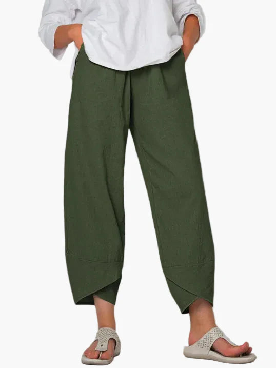 Pantaloni cropped larghi da donna con orlo asimmetrico – Stile casual per tempo libero, quotidiano e viaggi