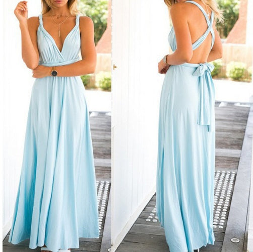 Abito lungo da donna con design schiena scoperta – Abito da sera elegante, versatile, da festa