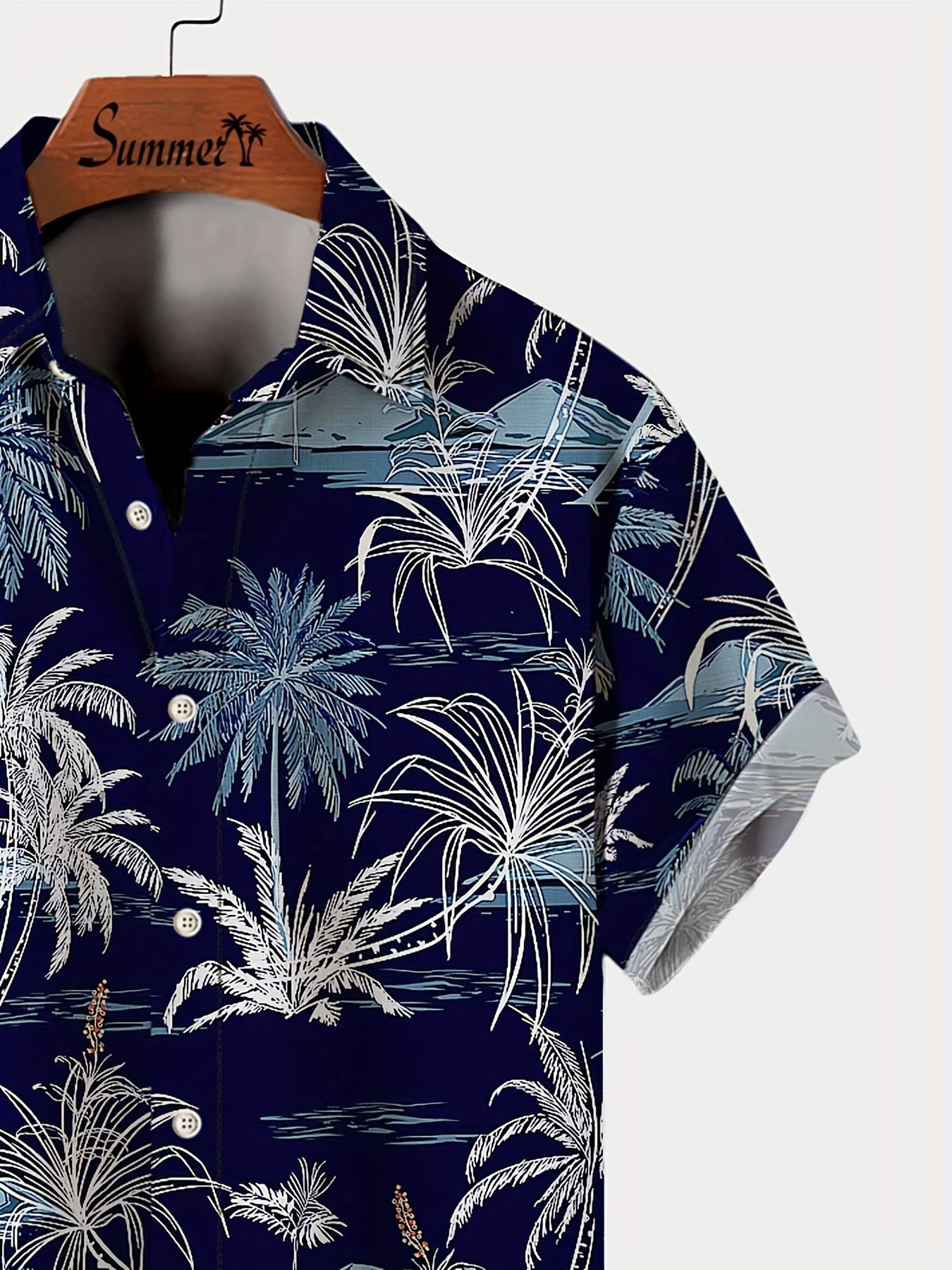 Camicia uomo a maniche corte con stampa tropicale di palme – Camicia estiva perfetta per vacanze e spiaggia