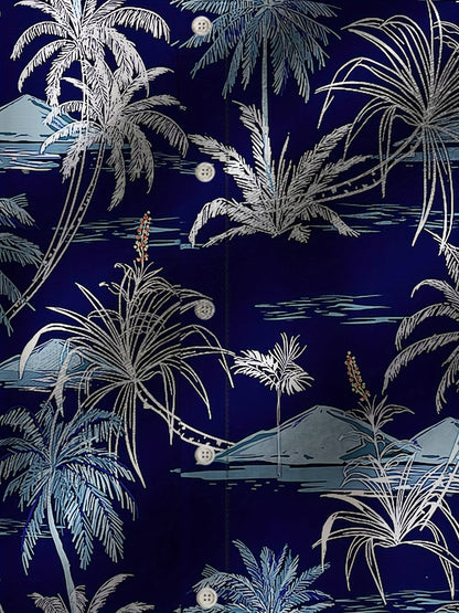 Camicia uomo a maniche corte con stampa tropicale di palme – Camicia estiva perfetta per vacanze e spiaggia