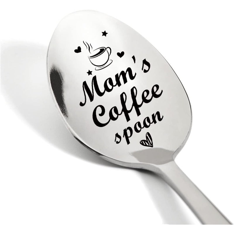 Cuillère à café personnalisée pour femmes – Cadeau pour maman, gravée avec « Cuillère à café de maman », accessoire élégant pour le petit-déjeuner et le plaisir