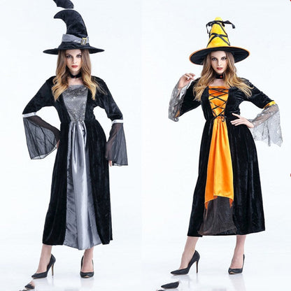 Dame Halloween Heksekostume – Udklædning med Hat til Voksne – Perfekt til Halloweenfester & Udklædning