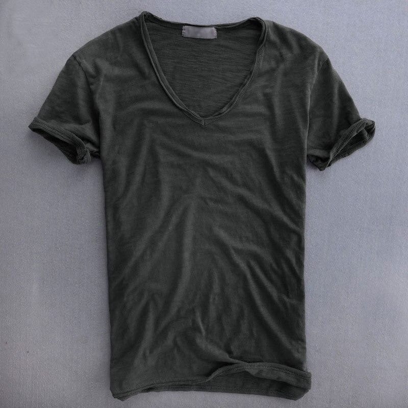Herr V-ringad T-shirt – Avslappnad stil för vardag och fritid