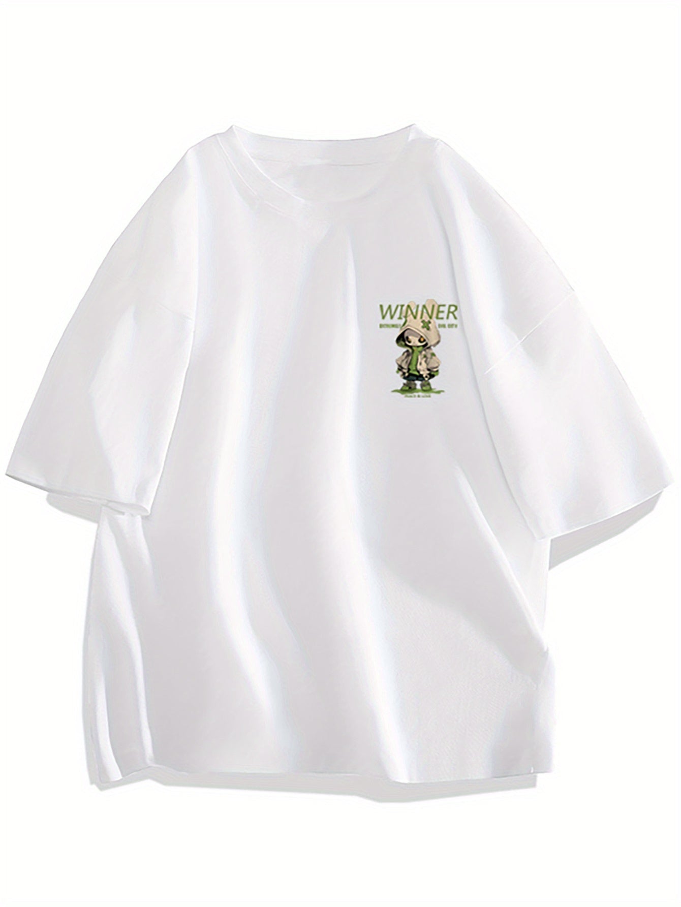 Herren Oversize Streetwear T-shirt med tecknad grafik och urban tryck – trendig fritidströja