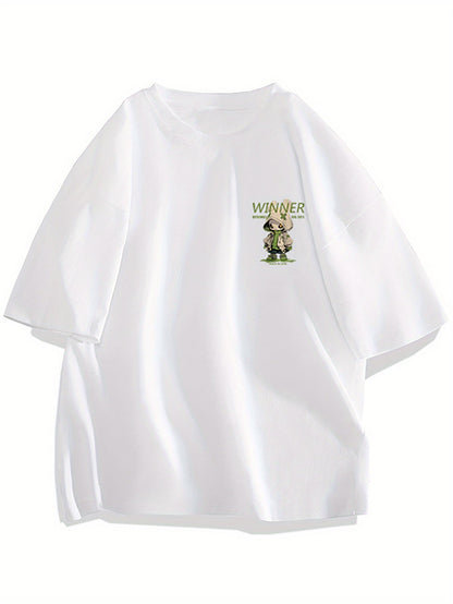 Herren Oversize Streetwear T-shirt med tecknad grafik och urban tryck – trendig fritidströja