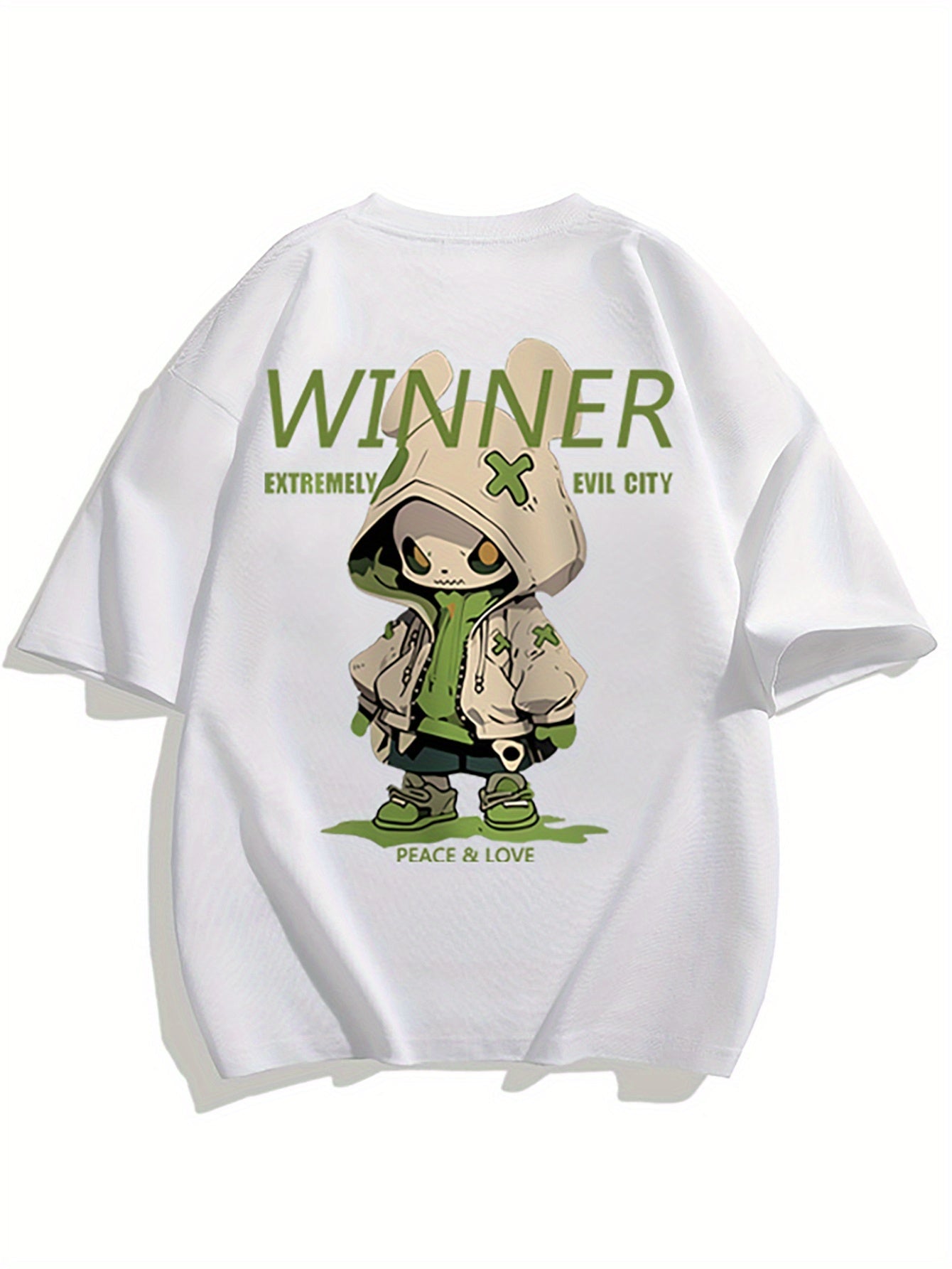 Herren Oversize Streetwear T-shirt med tecknad grafik och urban tryck – trendig fritidströja