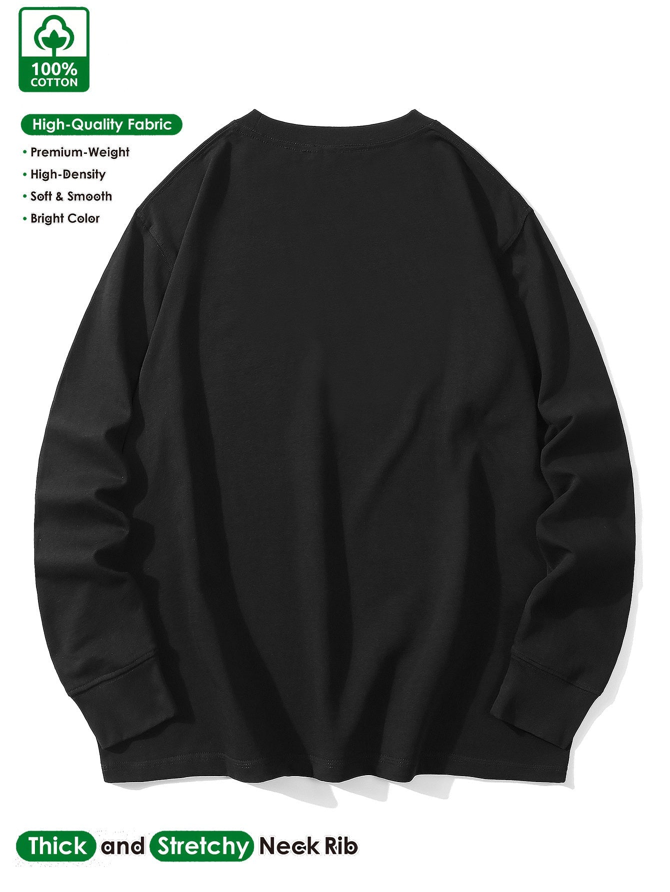 Maglia unisex a maniche lunghe, girocollo, casual