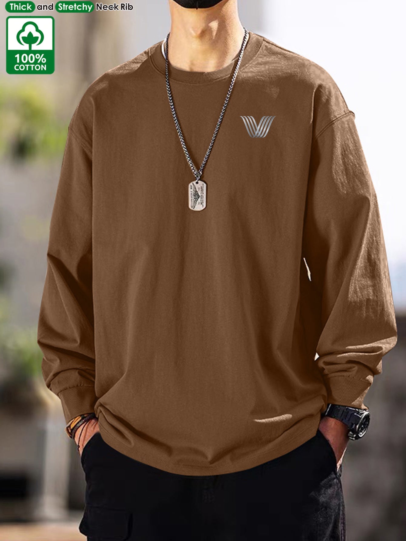 Maglia unisex a maniche lunghe, girocollo, casual