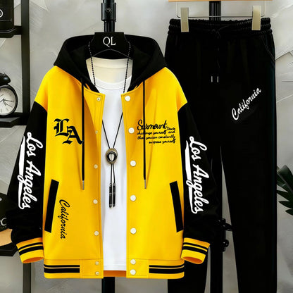 Herren College Jacke & Jogginghose Set Zweiteiler mit Los Angeles Print