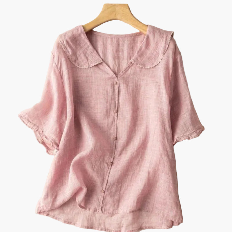Dame bluse med vintage-krave og løstsiddende snit – Ideel til hverdag og fritid