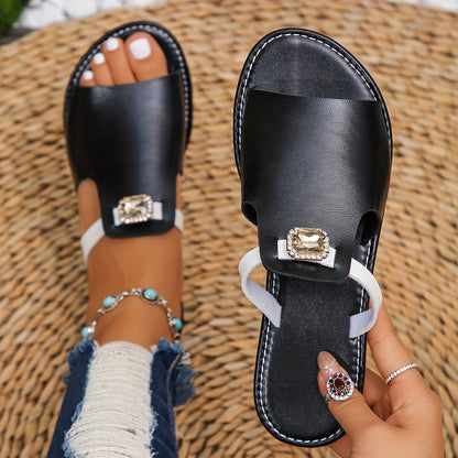 Sandali slip-on da donna con dettaglio di pietre preziose – Slides alla moda per tutti i giorni e il tempo libero