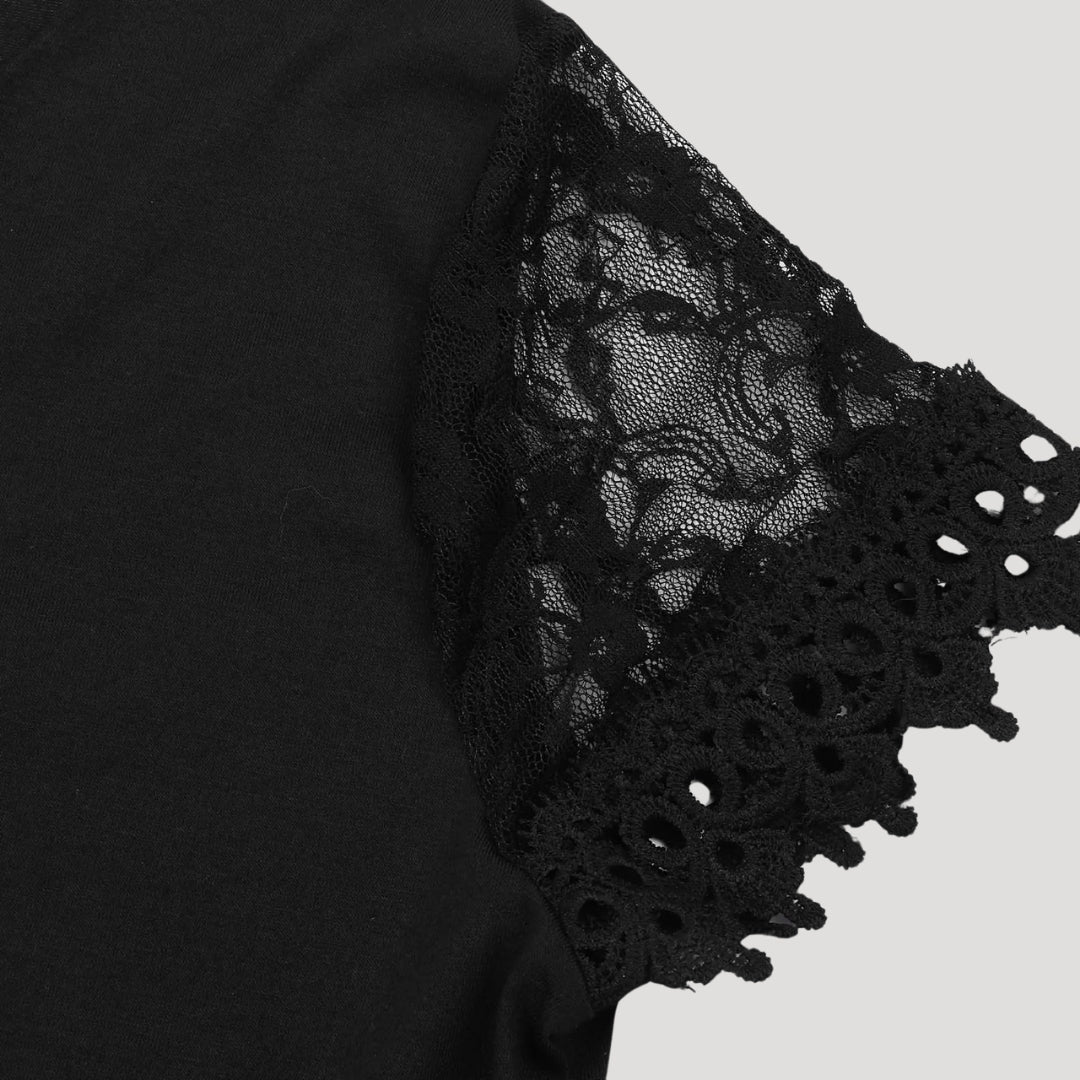 Robe femme avec manches en dentelle et encolure ondulée – Robe de soirée élégante pour les occasions spéciales