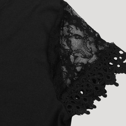 Robe femme avec manches en dentelle et encolure ondulée – Robe de soirée élégante pour les occasions spéciales