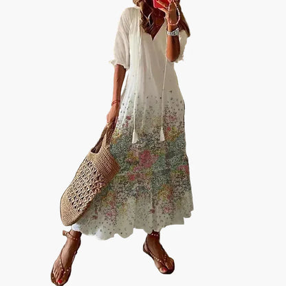 Dame maxi boho-kjole – Sommerkjole med blomsterprint, fritid og ferie
