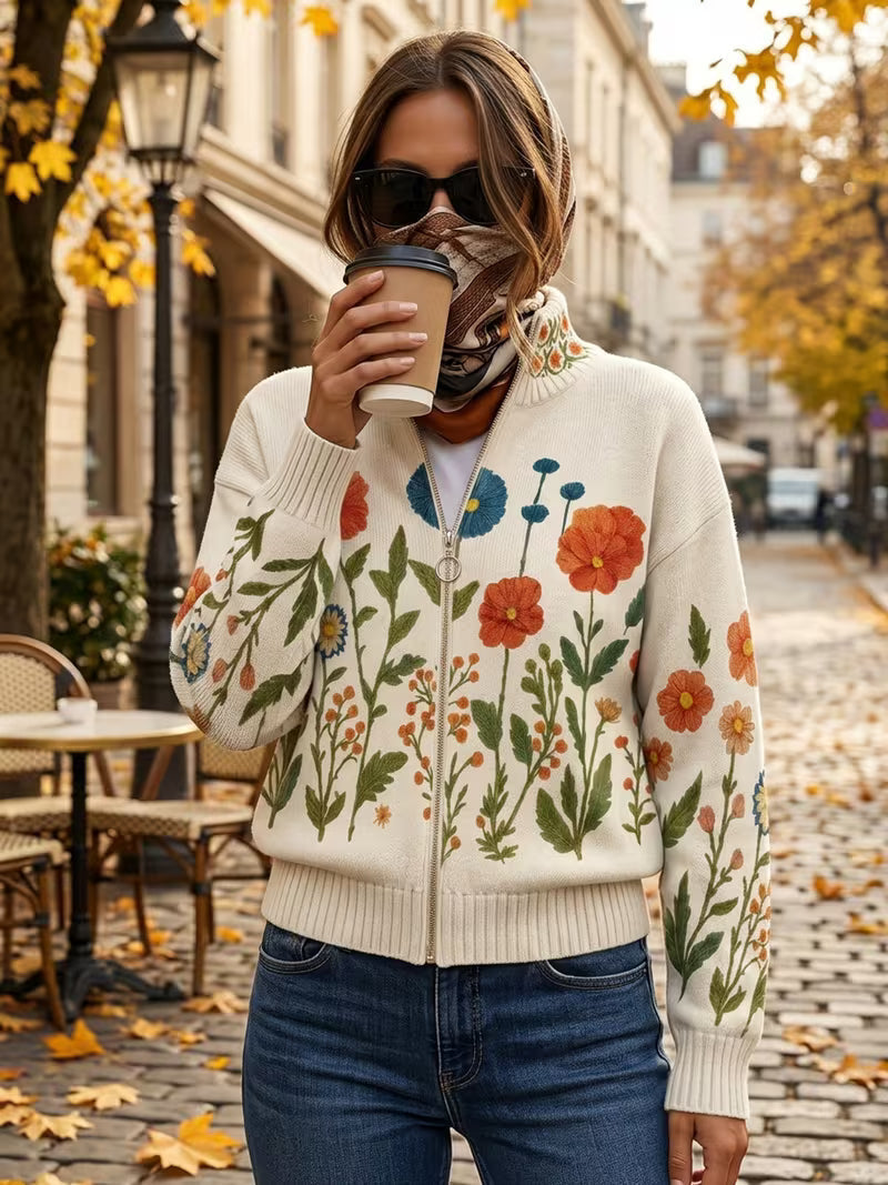 Wrenna | Vest voor dames met bloemenmotief, rits en zakken