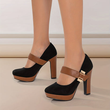Damen Mary-Jane Pumps mit Blockabsatz und elegantem Design für festliche Anlässe