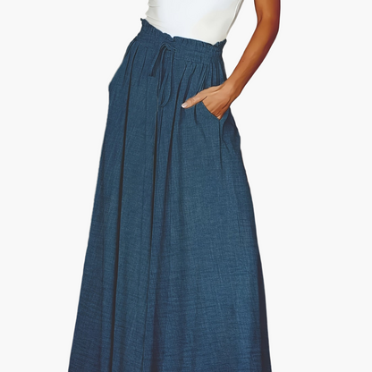 Dames maxirok met hoge taille en wijde pijpen – Elegante vrijetijdsstijl voor lente en zomer